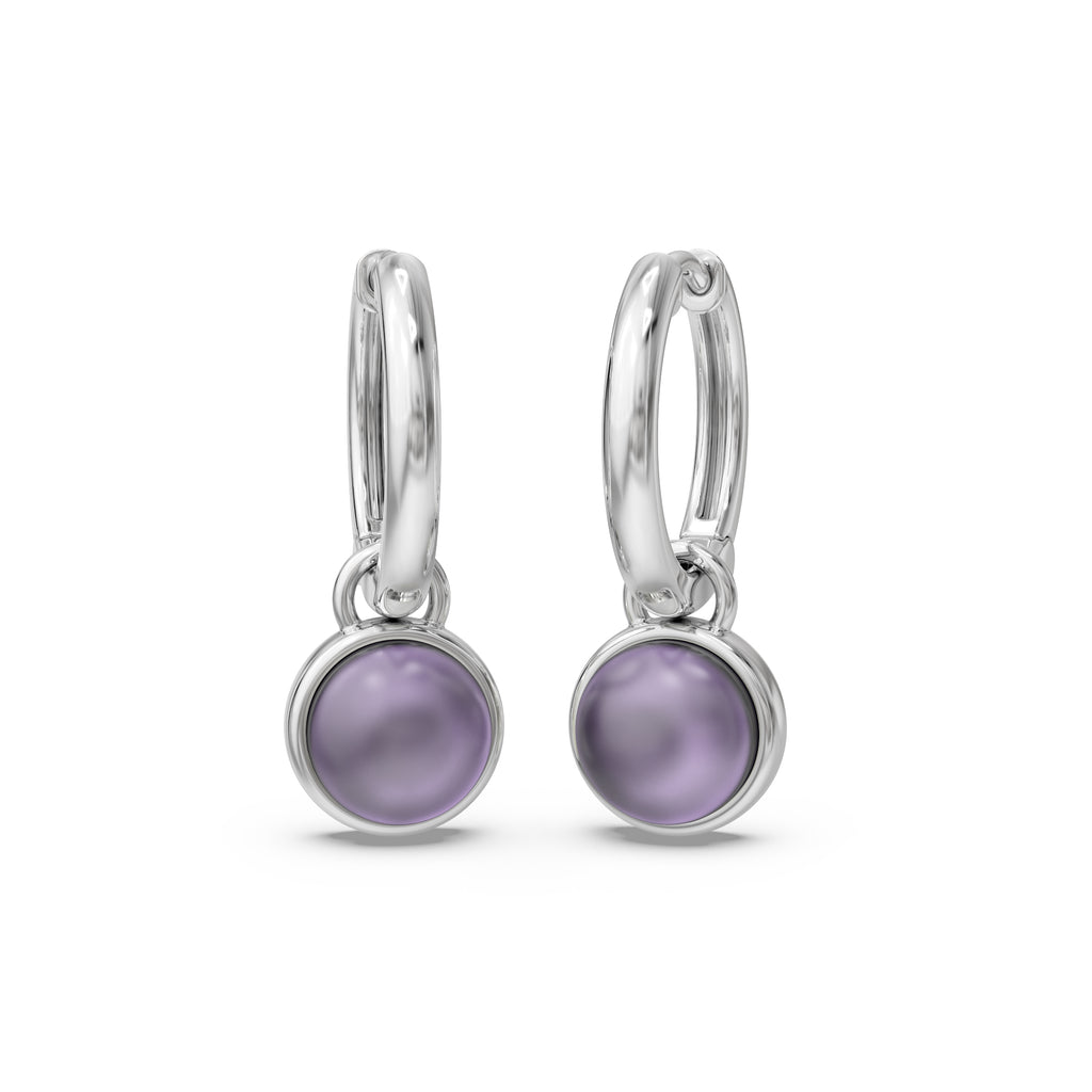 Gemstone Hoop Earrings - Textured 925 Silver Crystal Hoops