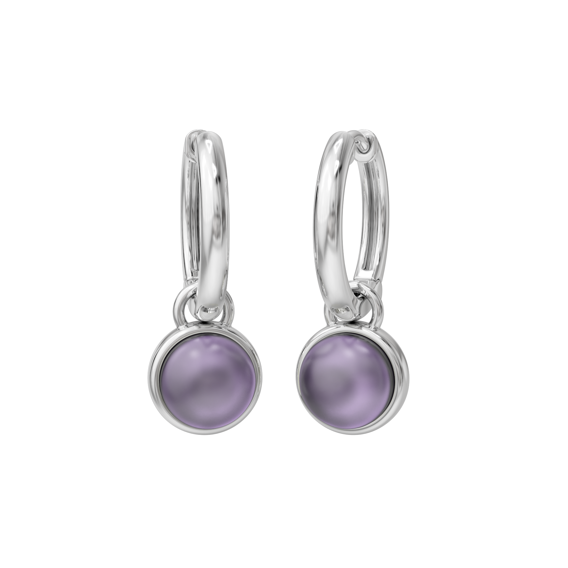 Gemstone Hoop Earrings - Textured 925 Silver Crystal Hoops