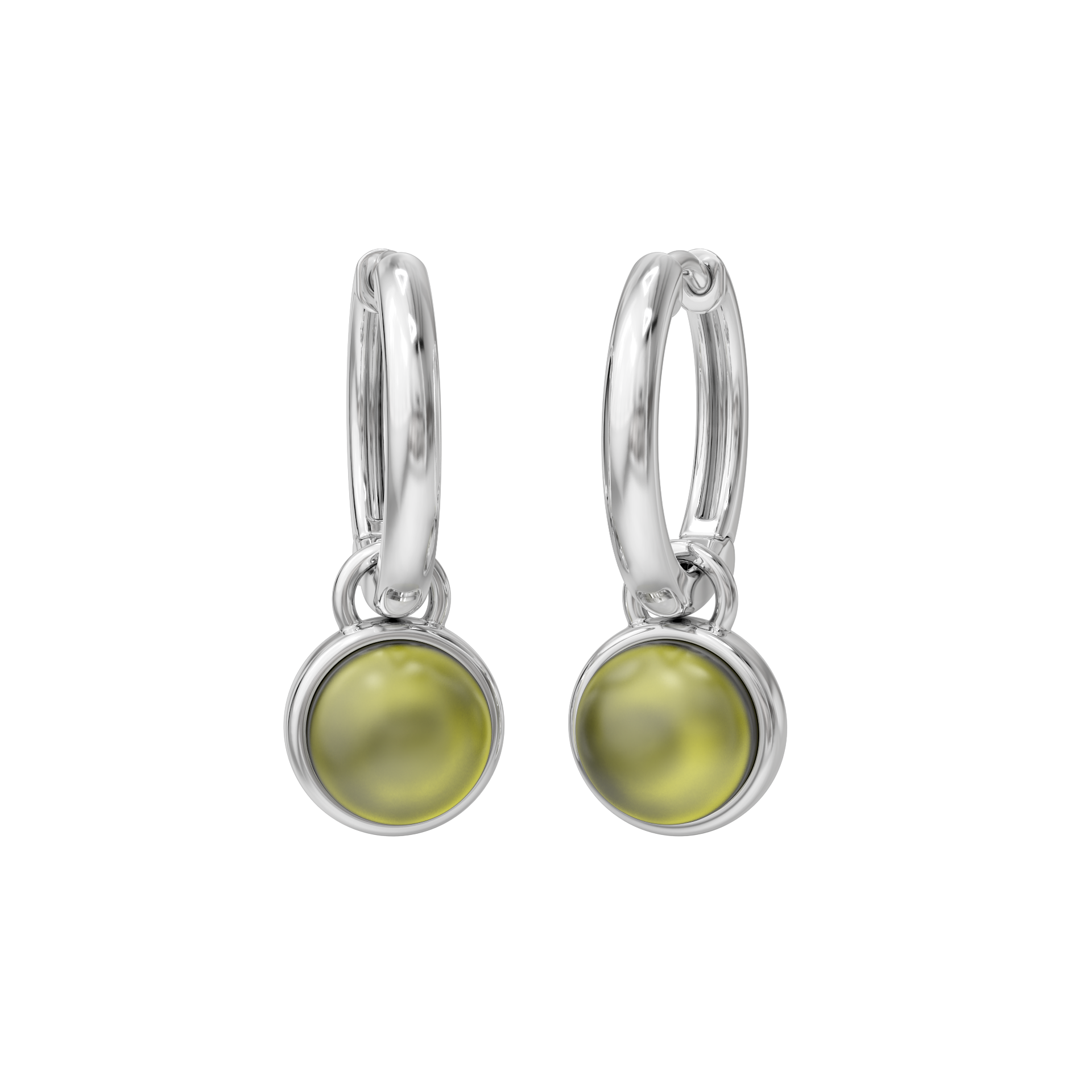 Gemstone Hoop Earrings - Textured 925 Silver Crystal Hoops