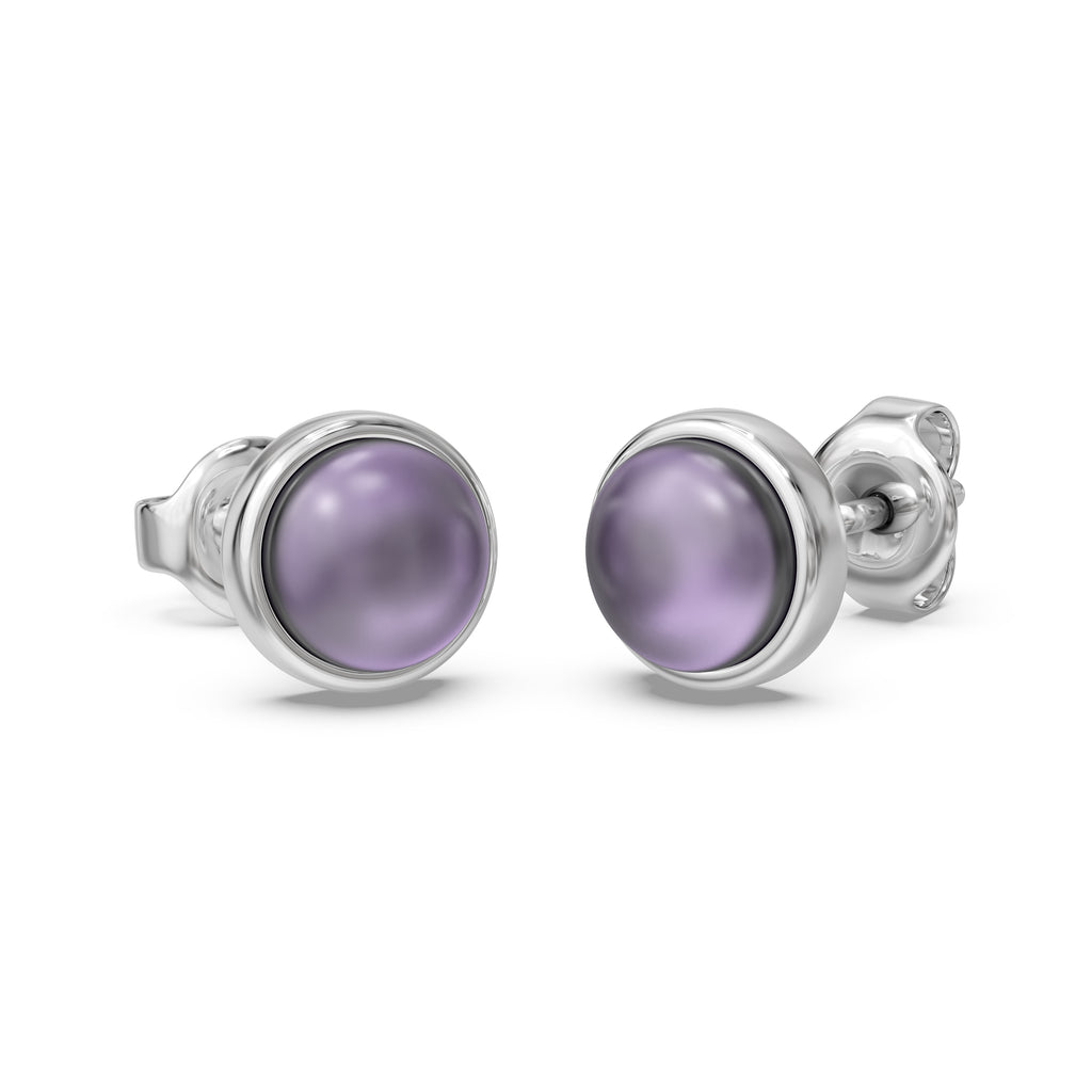 Textured Gemstone Stud Earrings Amethyst