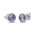 Textured Gemstone Stud Earrings Amethyst
