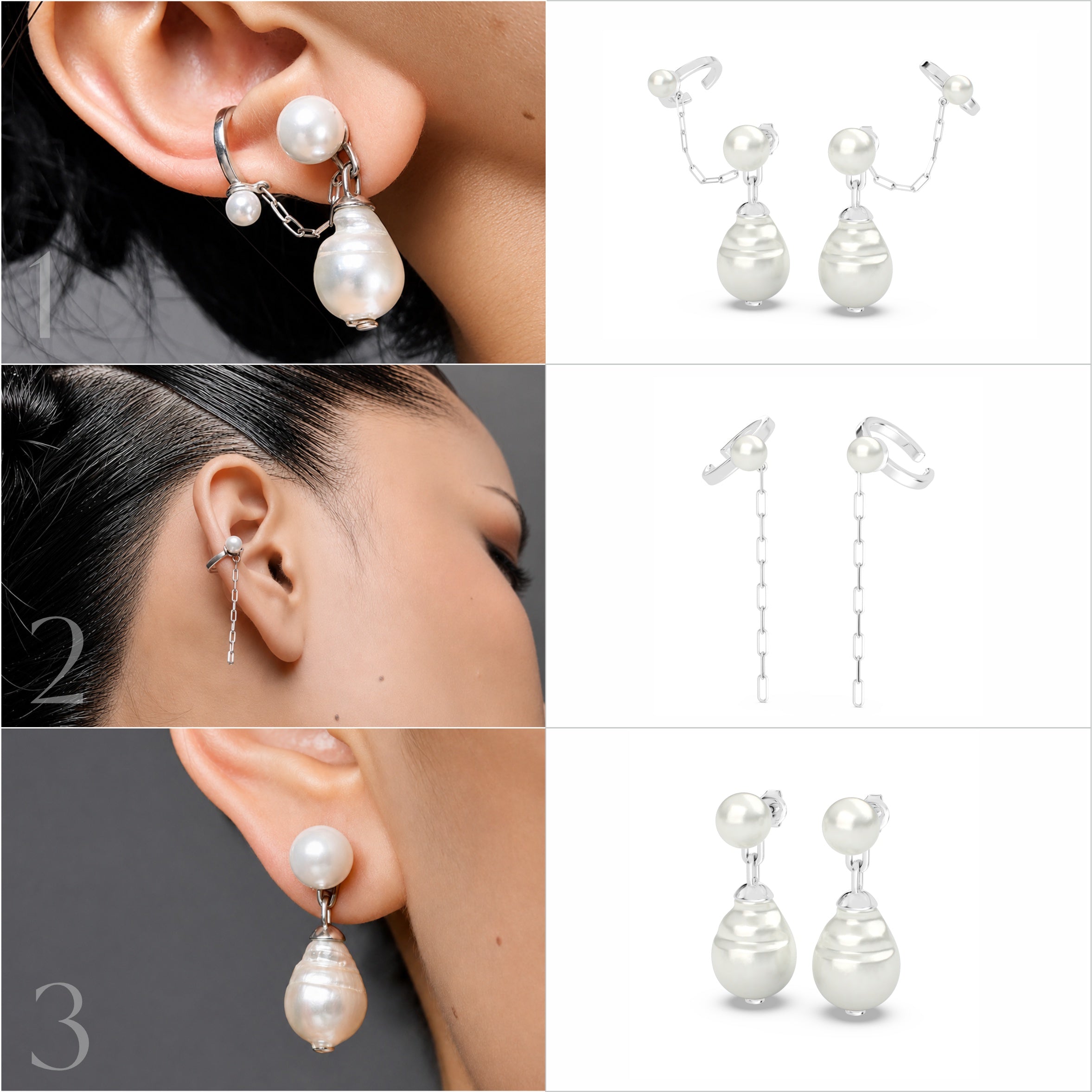 Baroque Pearl Extendable Earring Multiwear