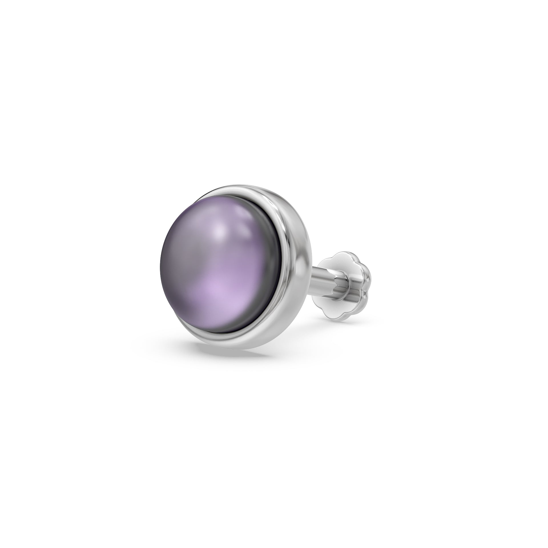 Textured Gemstone 925 Silver Nose Pin