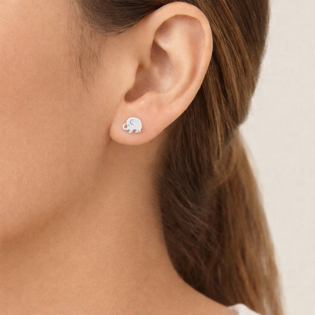 925 Silver Elephant Stud Earrings