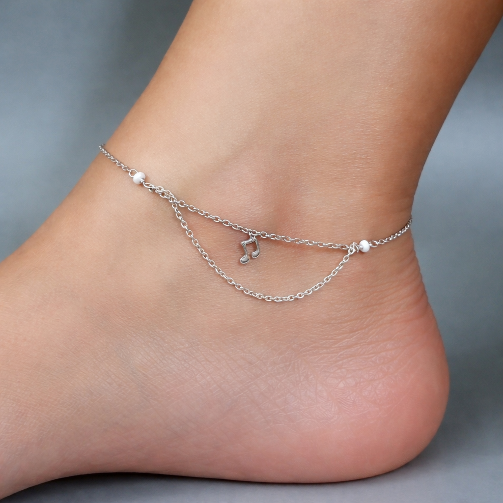 Love Note Charm Anklet - Delicate 925 Silver Anklet