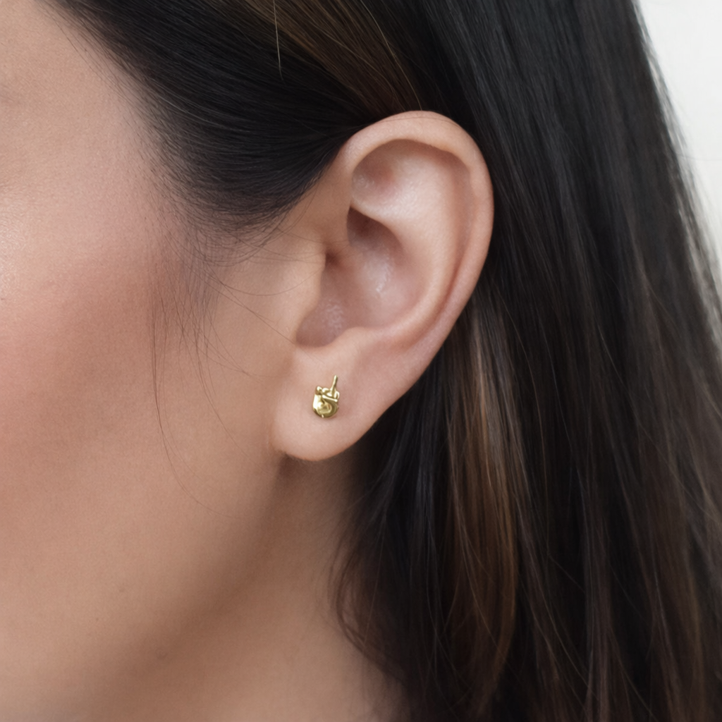 Middle Finger Hand Gesture Stud Earrings