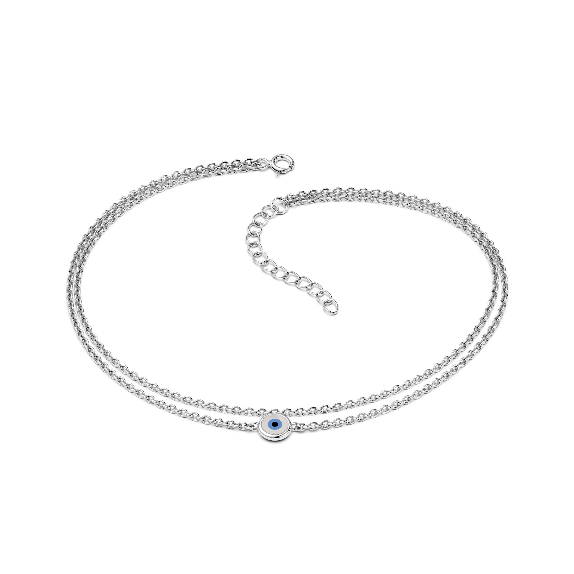 Double Row Pearl Anklet - White Blossom 925 Silver