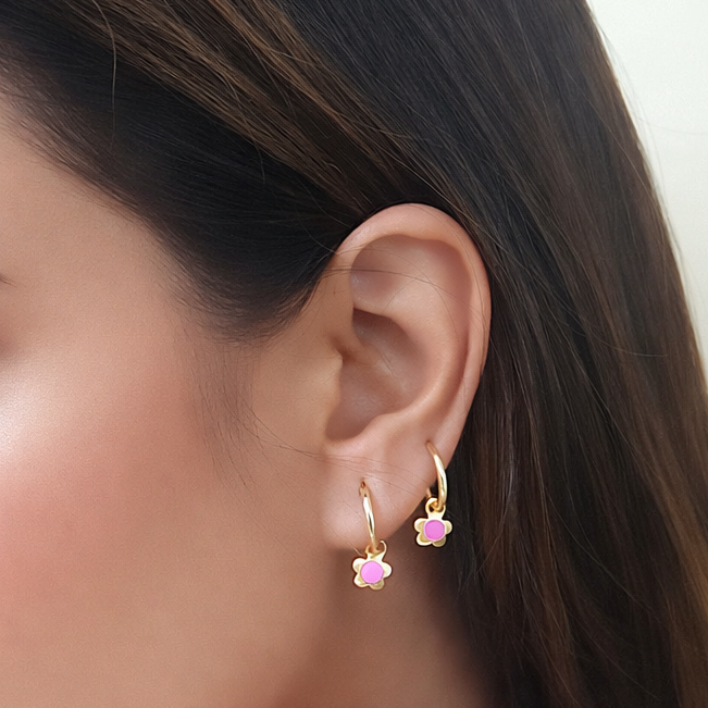 Floral Hoop Earrings - Bloomscape 925 Silver Flower Hoops