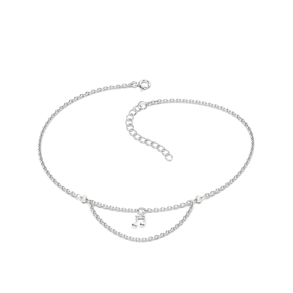 Love Note Charm Anklet - Delicate 925 Silver Anklet
