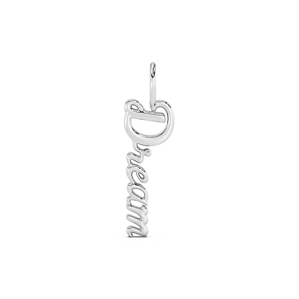 925 Silver Dream Pendant Necklace | White Gold Plated Script