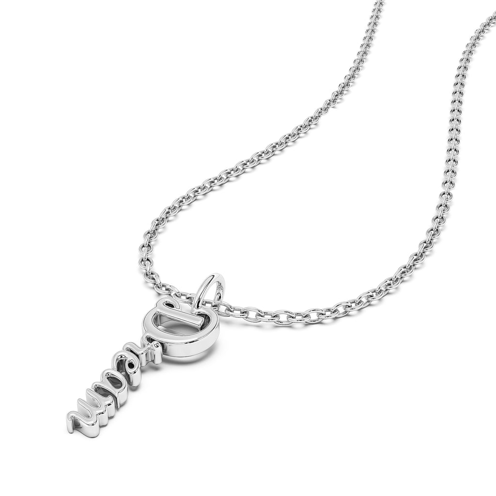 925 Silver Dream Pendant Necklace | White Gold Plated Script