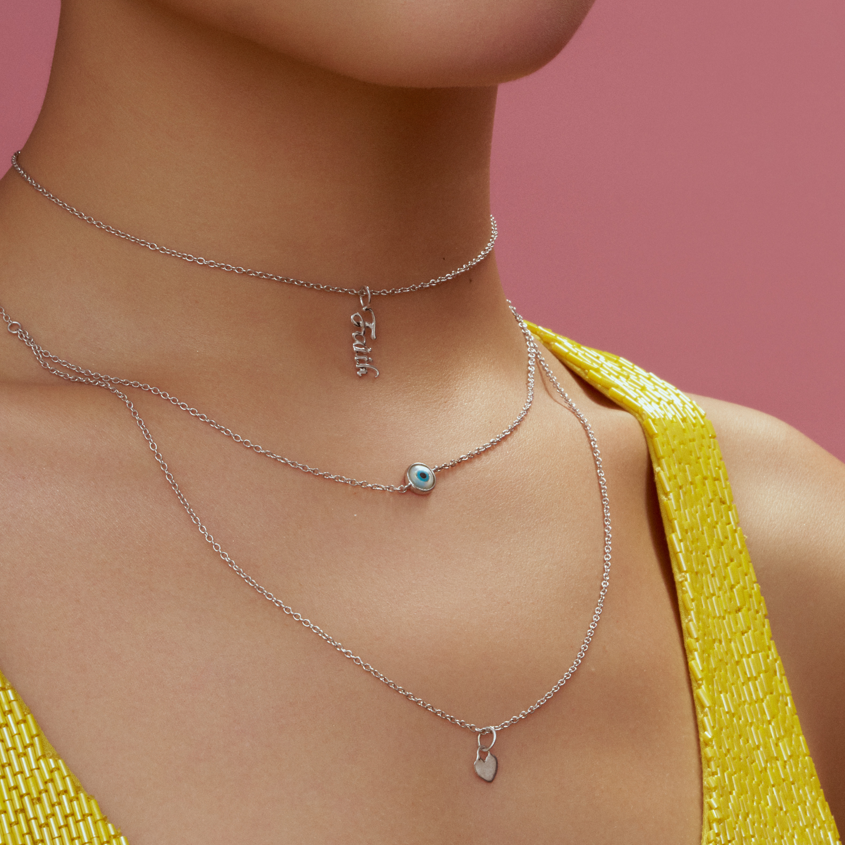 A evileye heart chain 925 silver necklace