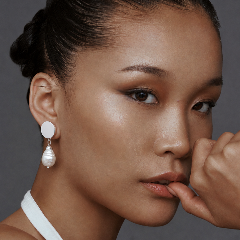 Coin Baroque Pearl Earring