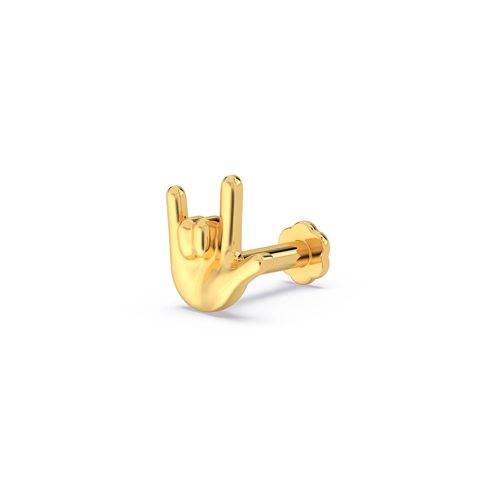 Je t'aime Hand Gesture Nose Pin
