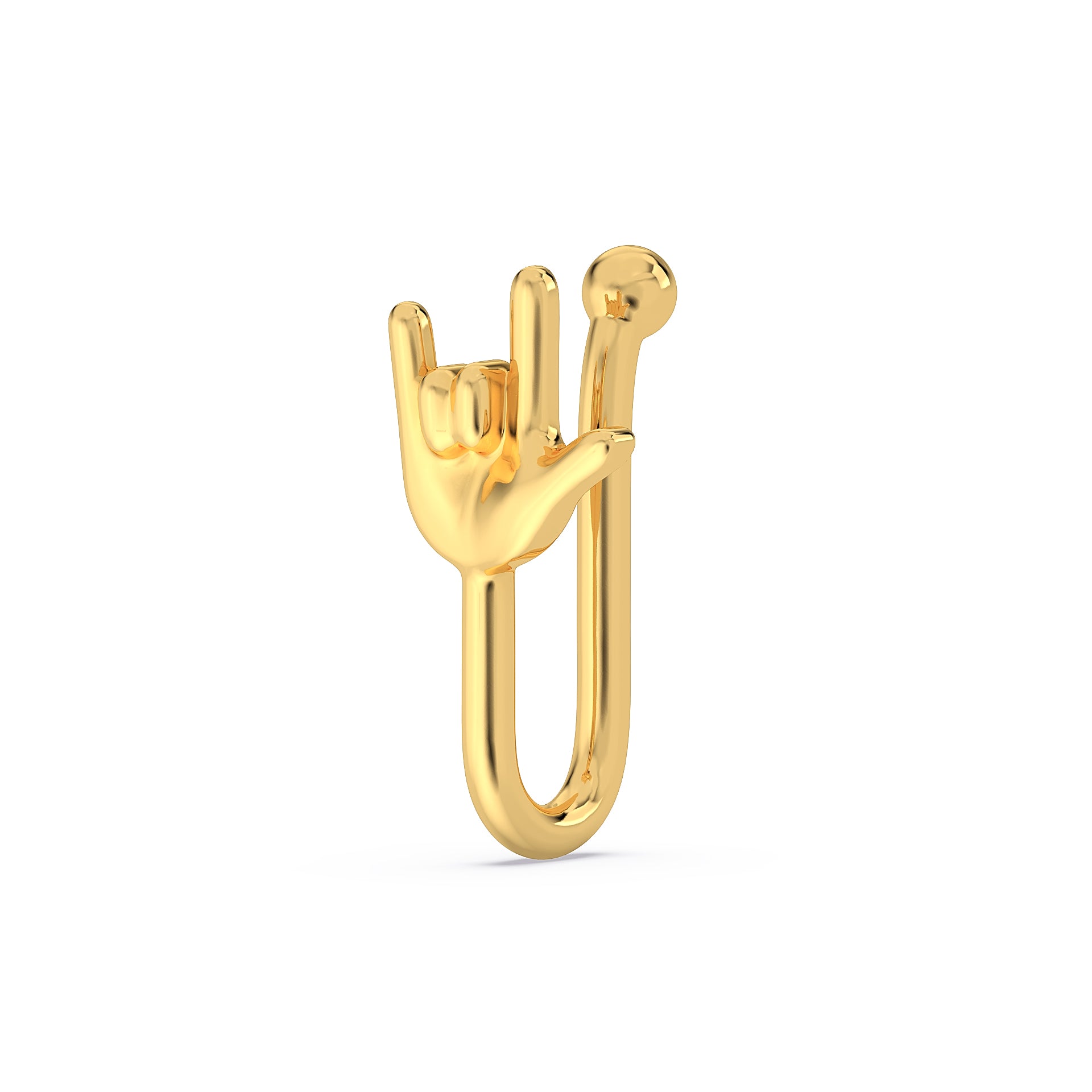 Je t'aime 925 Silver Nose Pin - I Love You Hand Emoji Nosepin