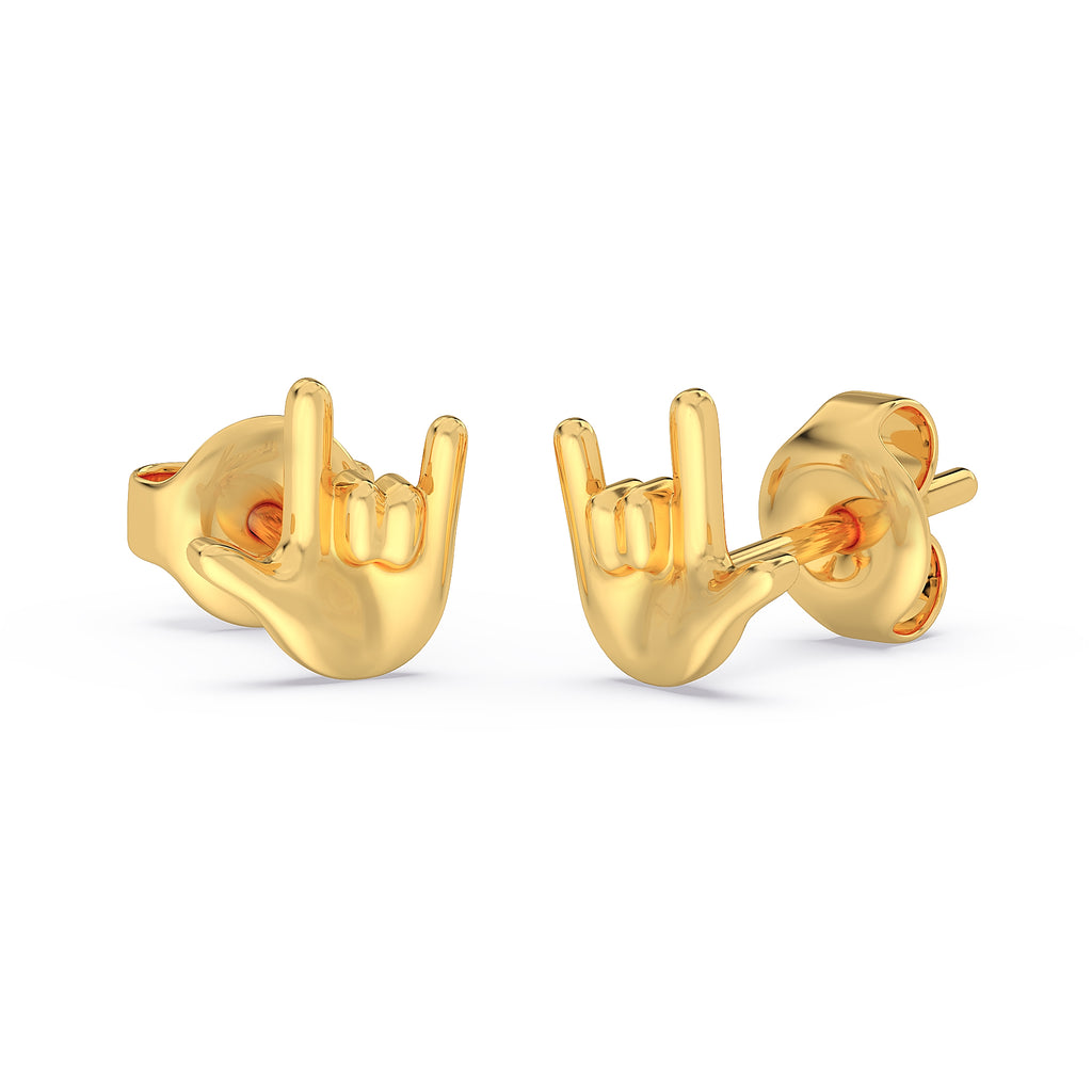 Je T'Aime Hand Gesture Stud Earrings