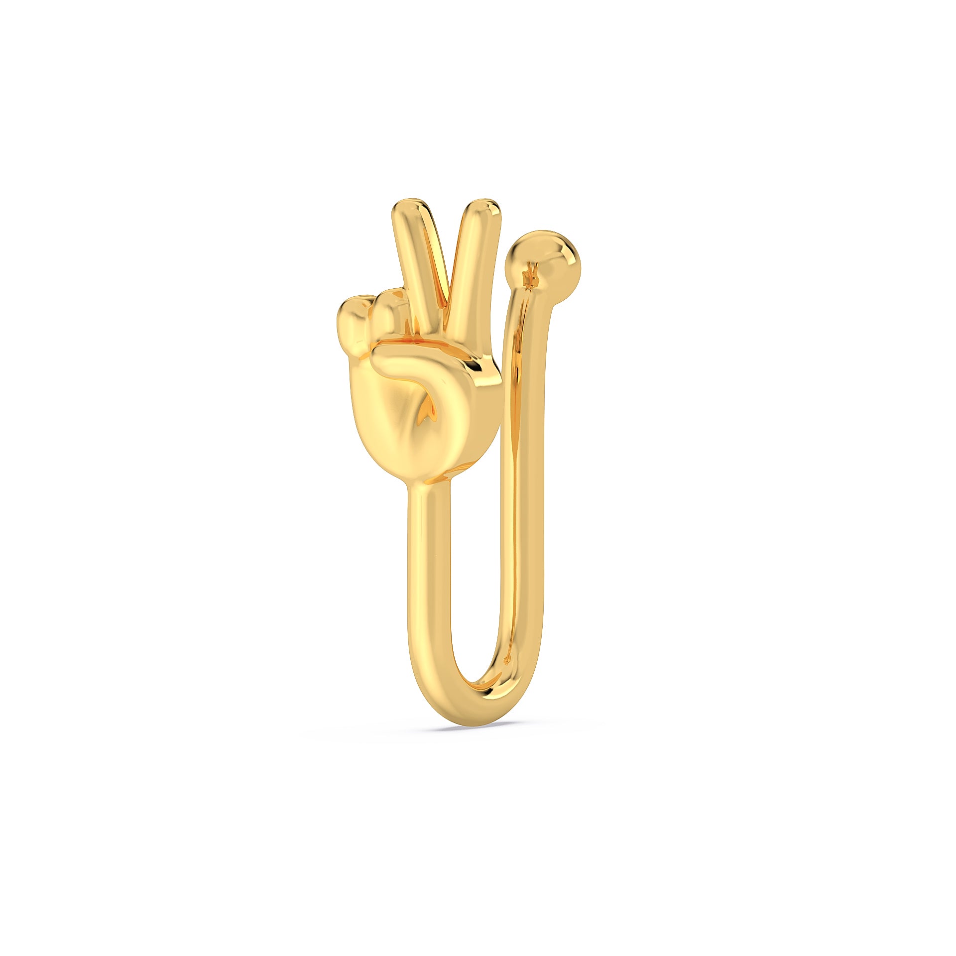 Victory 925 Silver Nose Pin - Peace Sign V Hand Emoji Nosepin