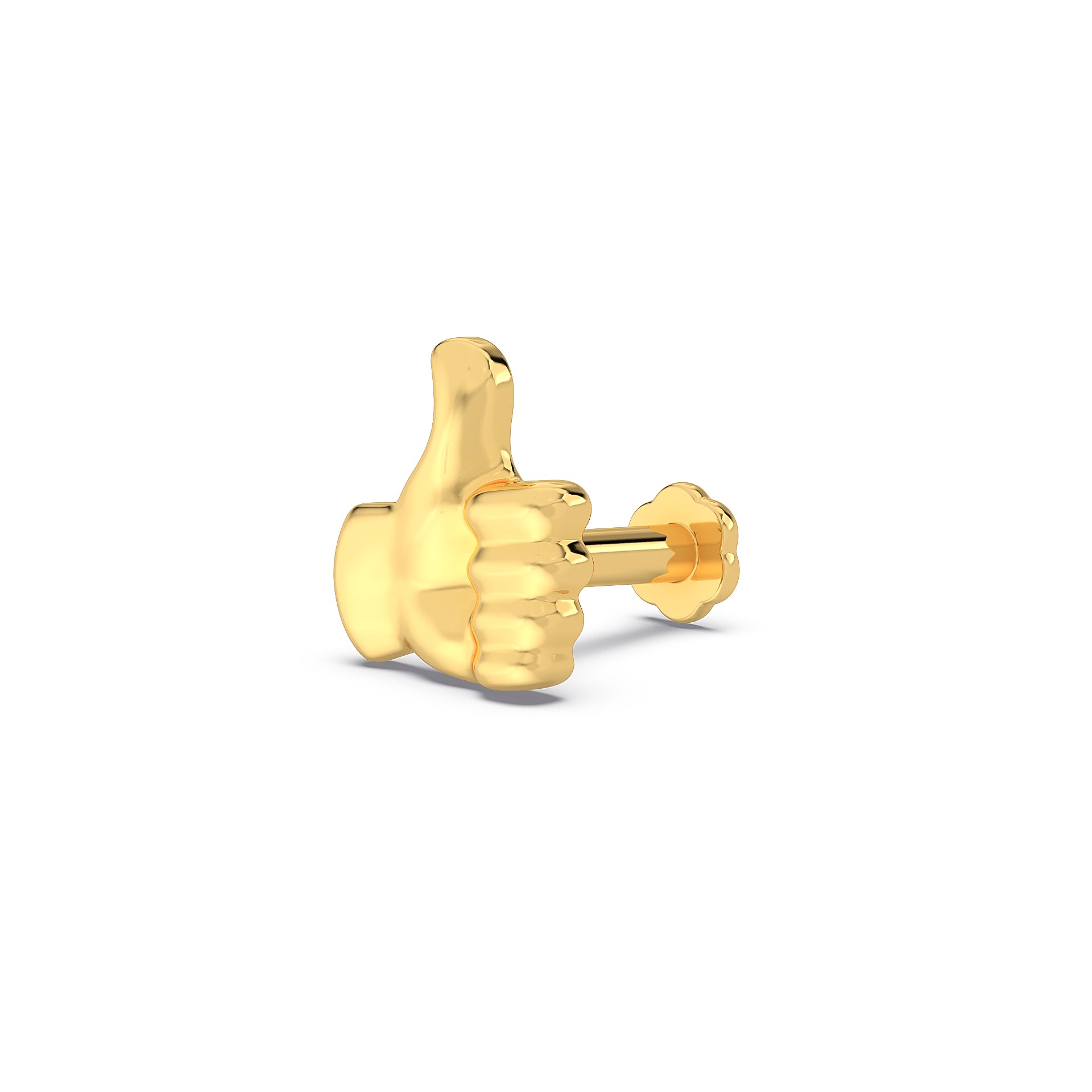 Thumbs Up 925 Silver Nose Pin - Good Luck Emoji Nosepin