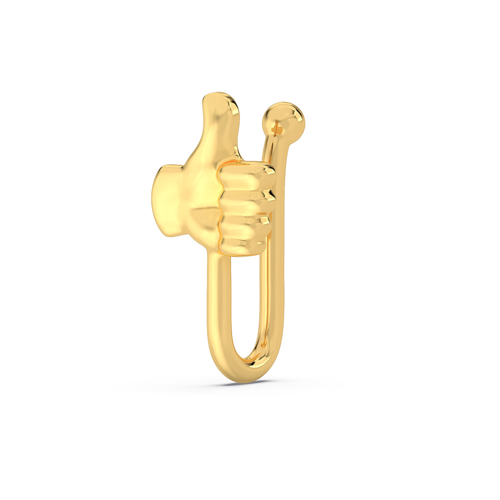 Thumbs Up Hand Gesture Nose Pin