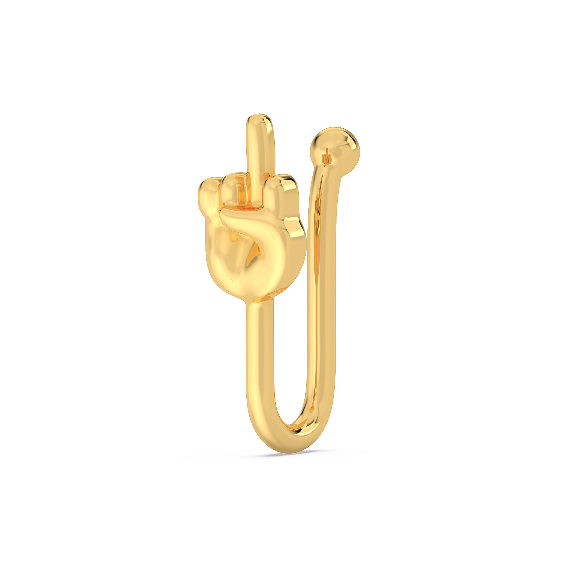Middle Finger 925 Silver Nose Pin - Emoji Expression Nosepin