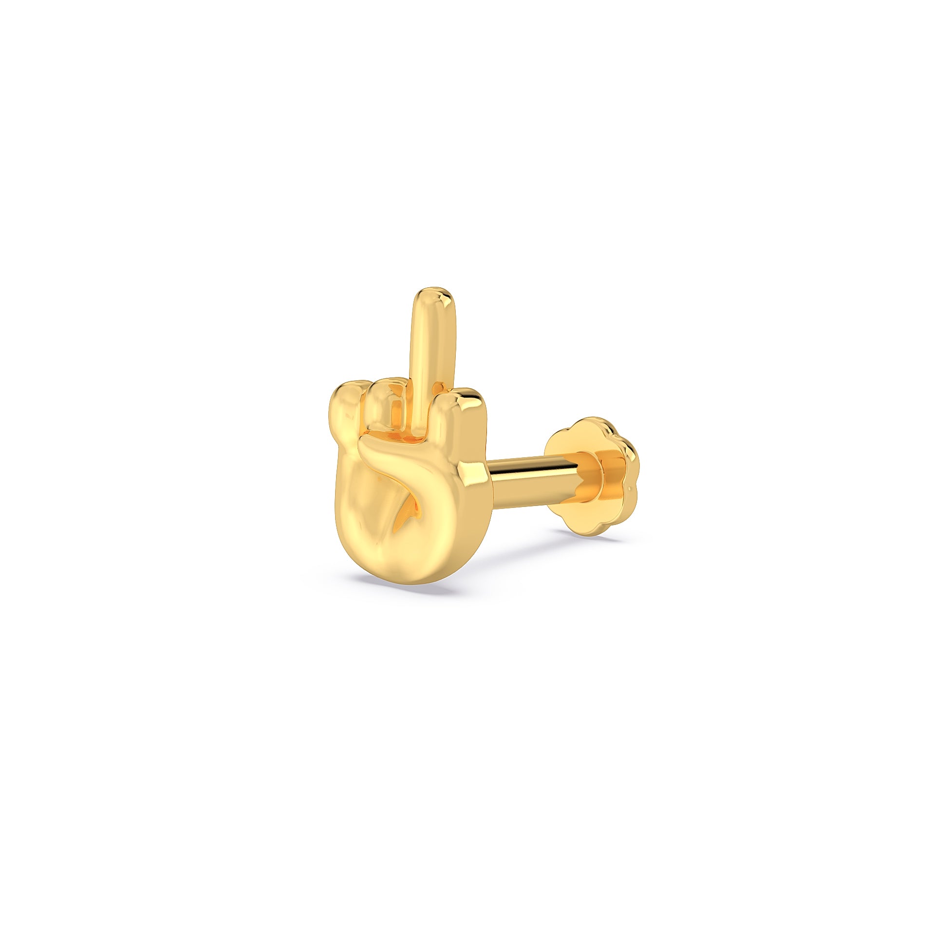 Middle Finger 925 Silver Nose Pin - Emoji Expression Nosepin