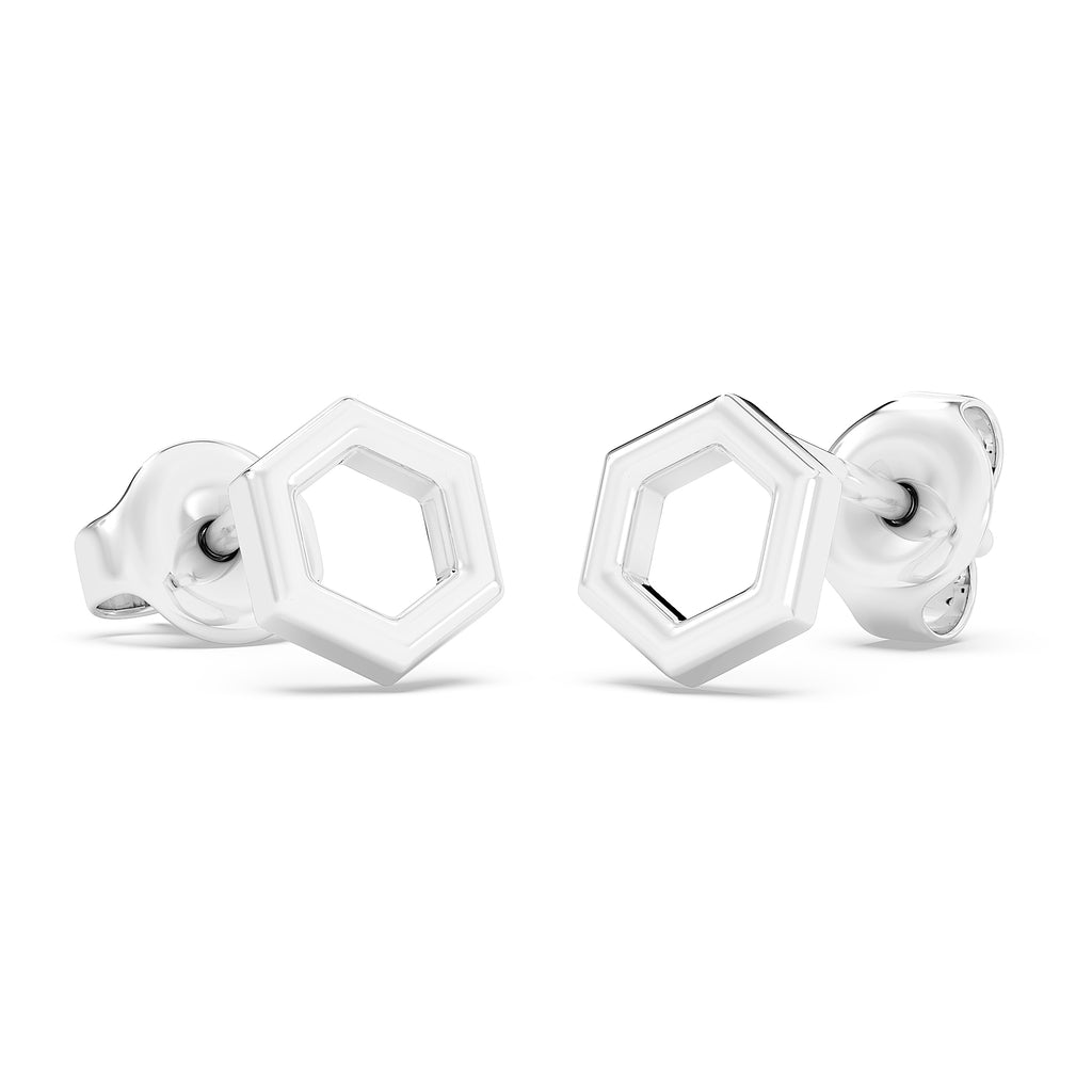 Geometric Hexagon Stud Earrings