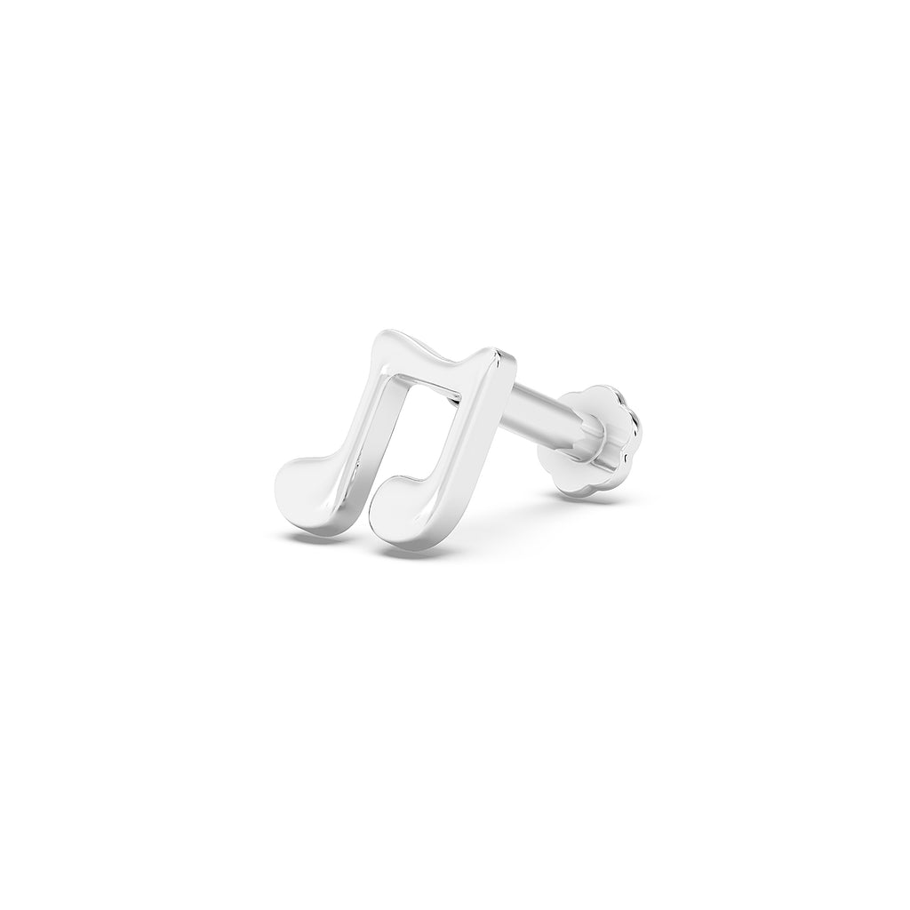 Music Note 925 Silver Nose Pin - Musical Love Note Nosepin