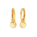 Smiley Face Hoop Earrings - Happy 925 Silver Gold Hoops