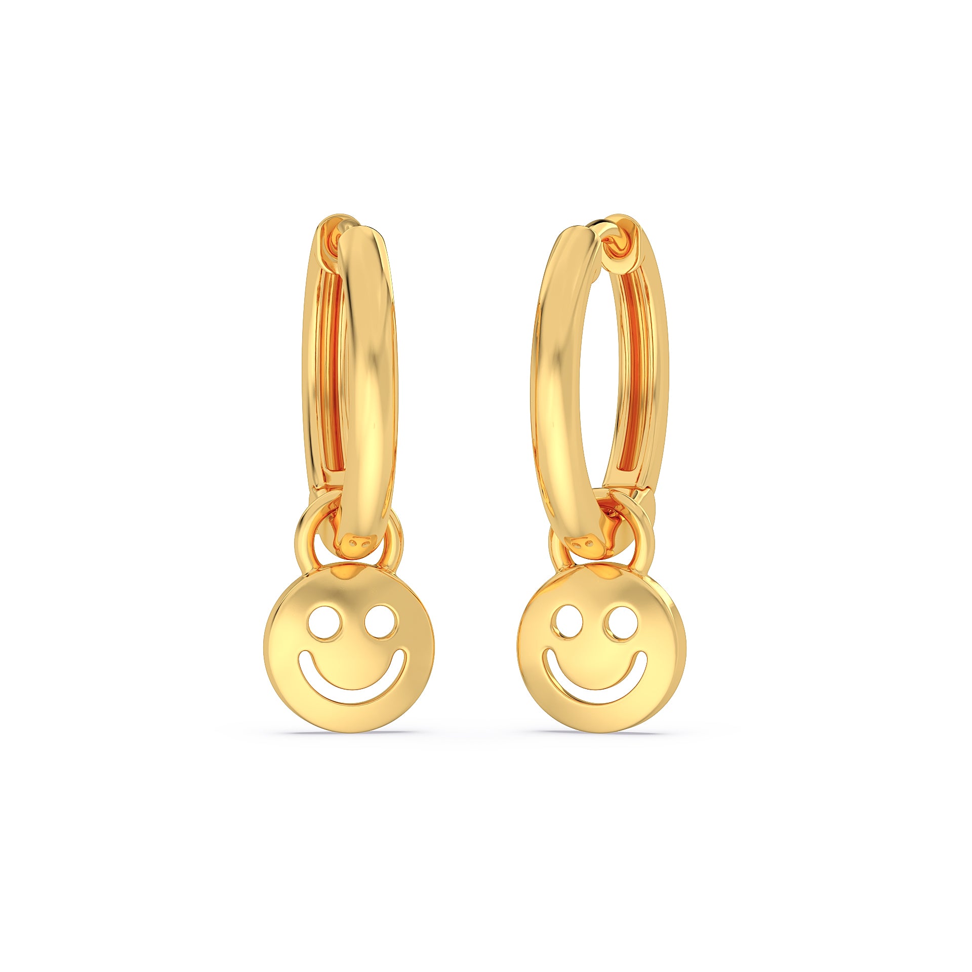 Smiley Face Hoop Earrings - Happy 925 Silver Gold Hoops