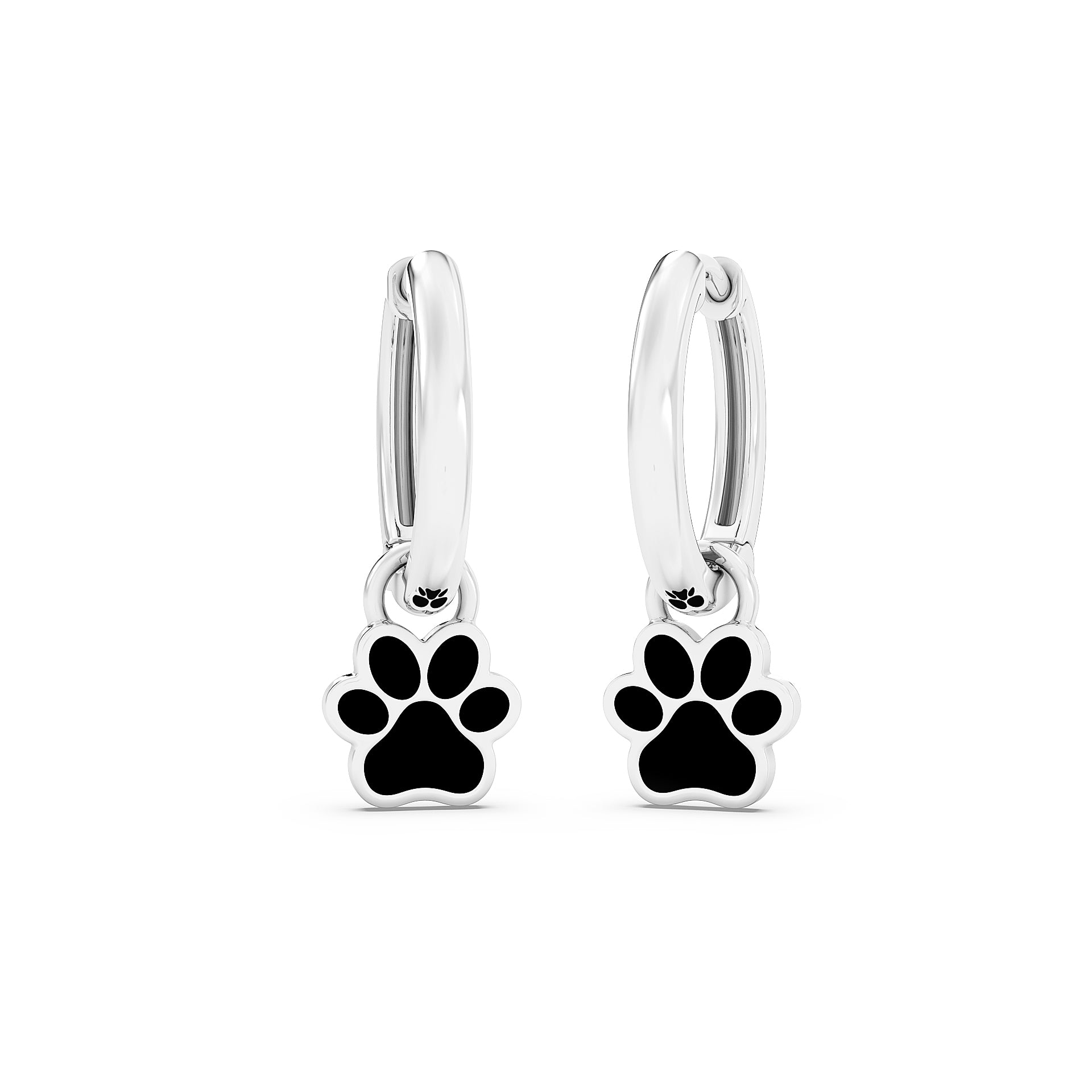 Paw Print Hoop Earrings - Dog Lover 925 Silver Hoops