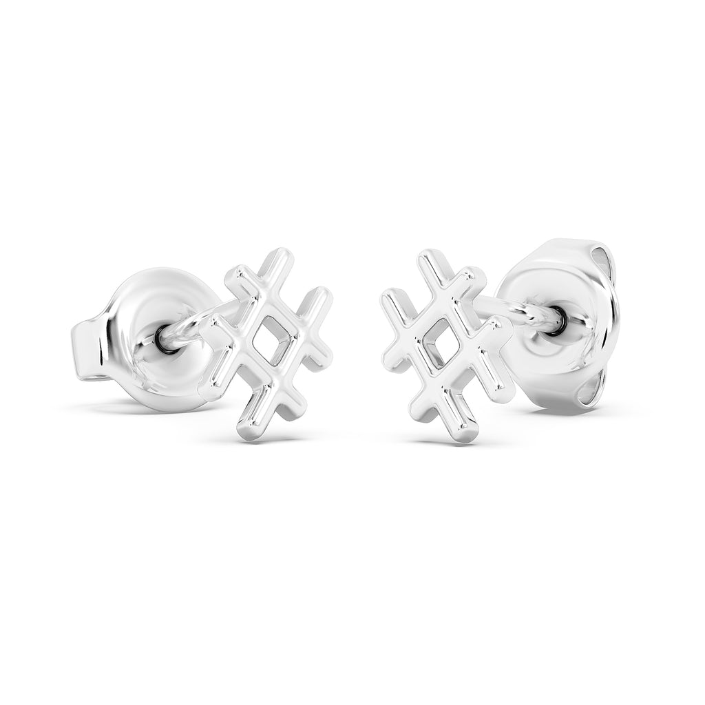 Hashtag Symbol Stud Earrings