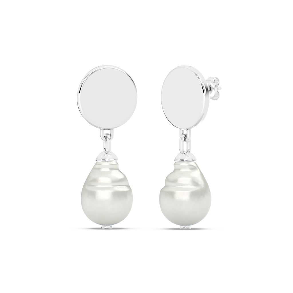 Coin Baroque Pearl Earring