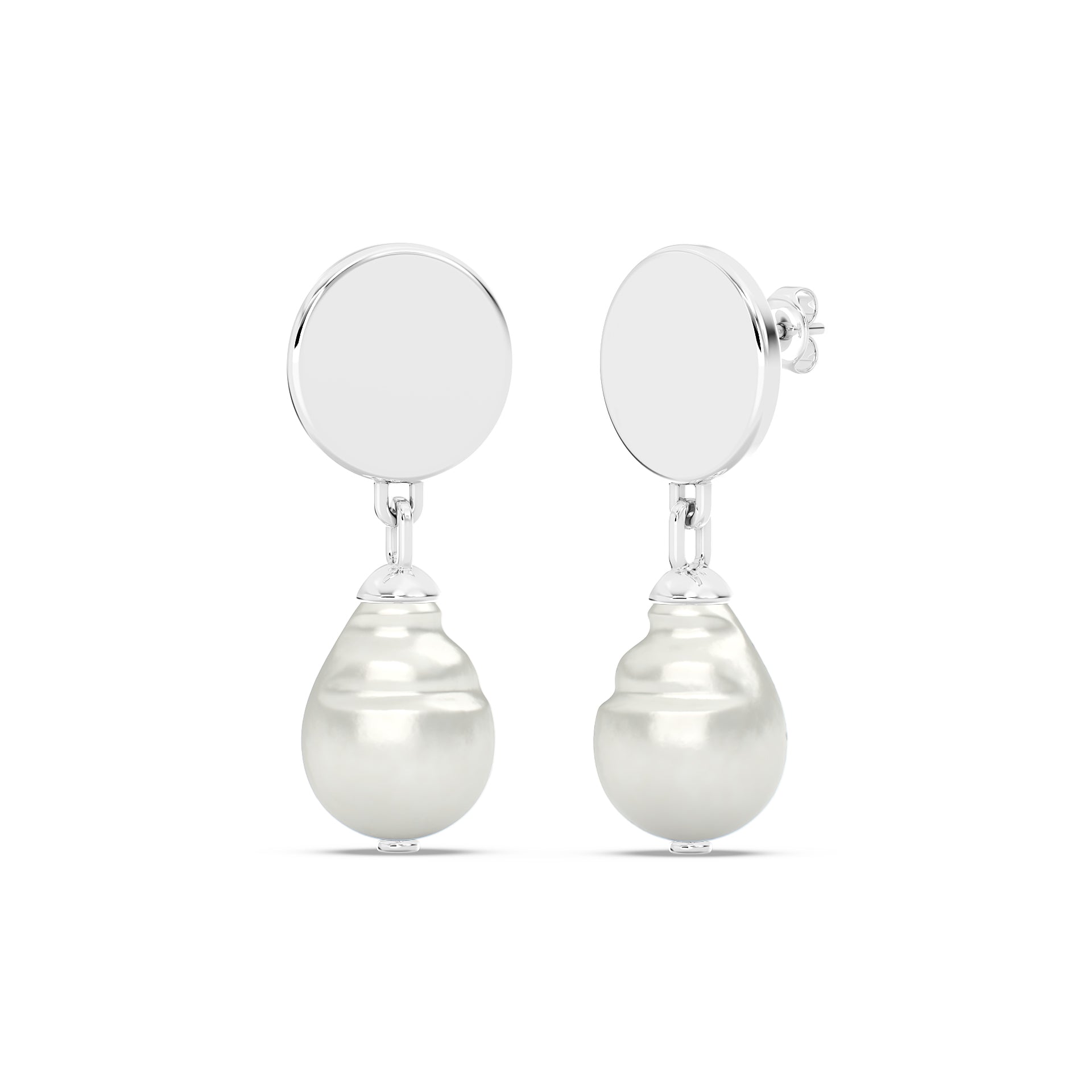 Coin Baroque Pearl Earring