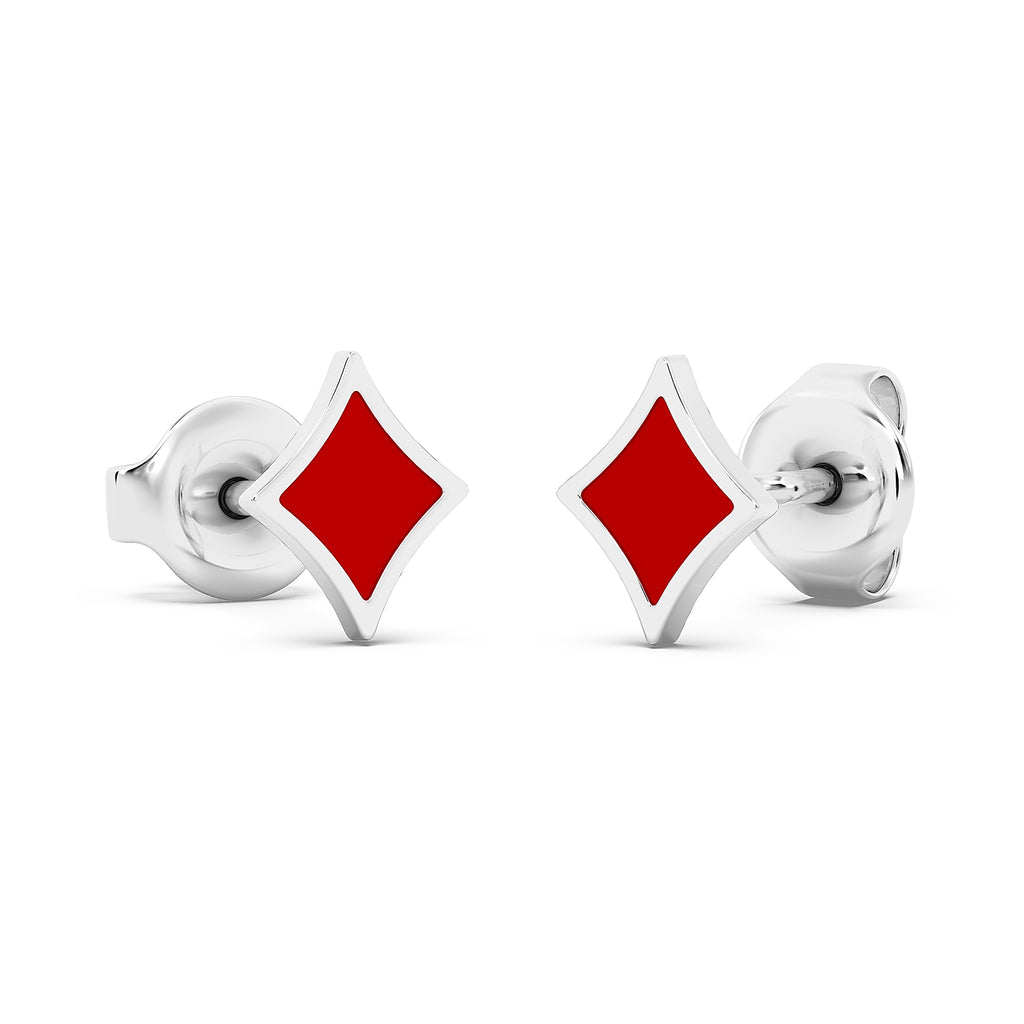 Diamond Playing Card Stud Earrings