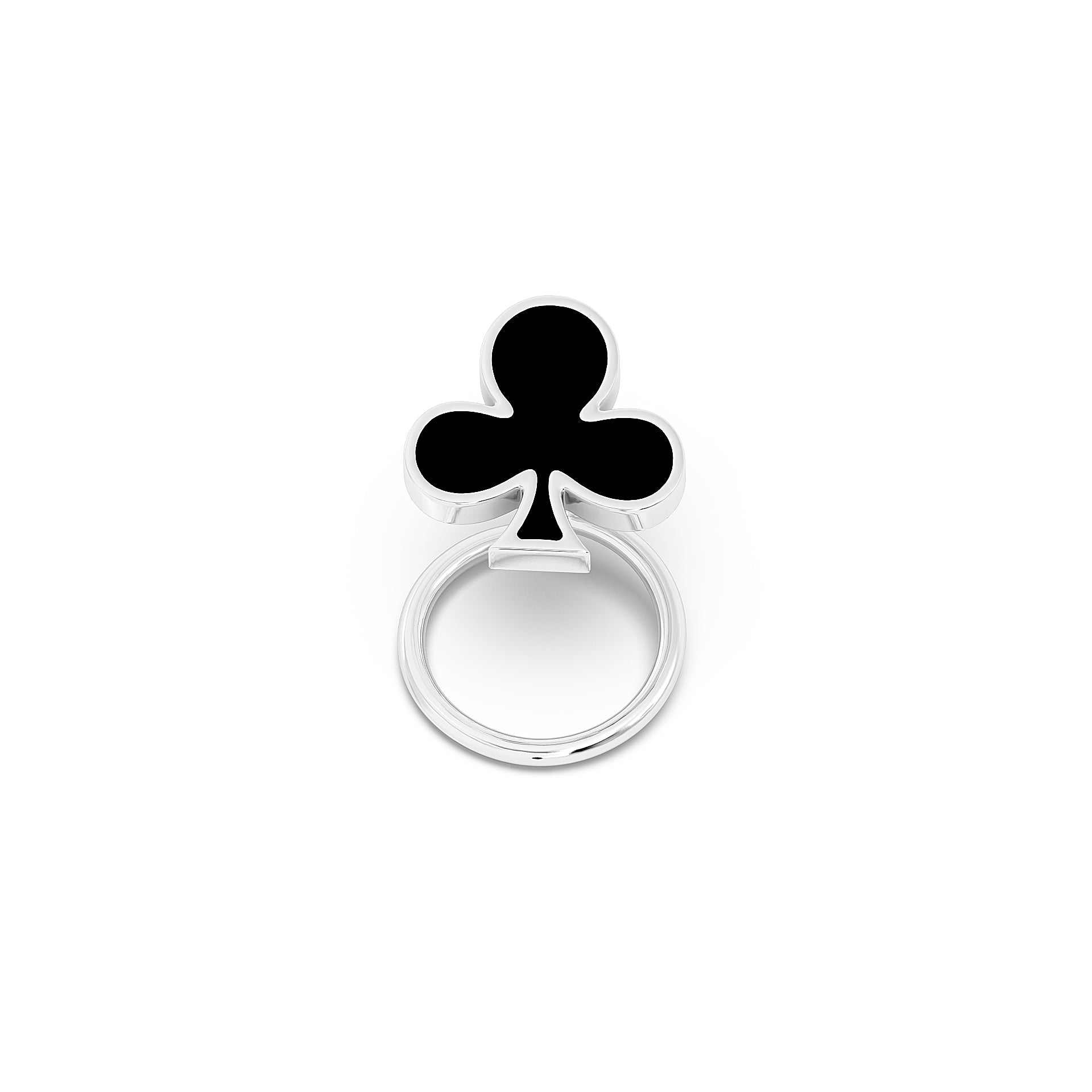 Club 925 Silver Nose Pin - Black Enamel Playing Card Nosepin