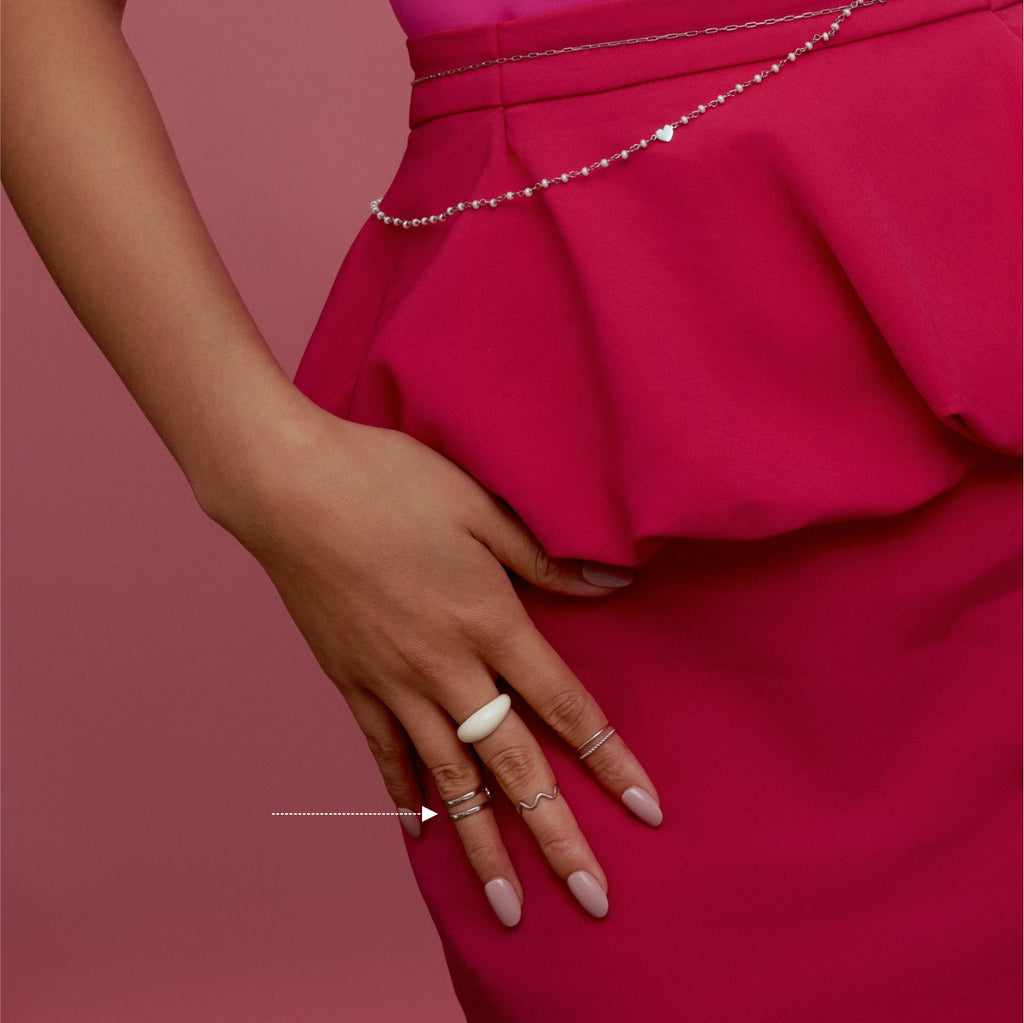 Double Row Midi Ring - 925 Silver Thick Band