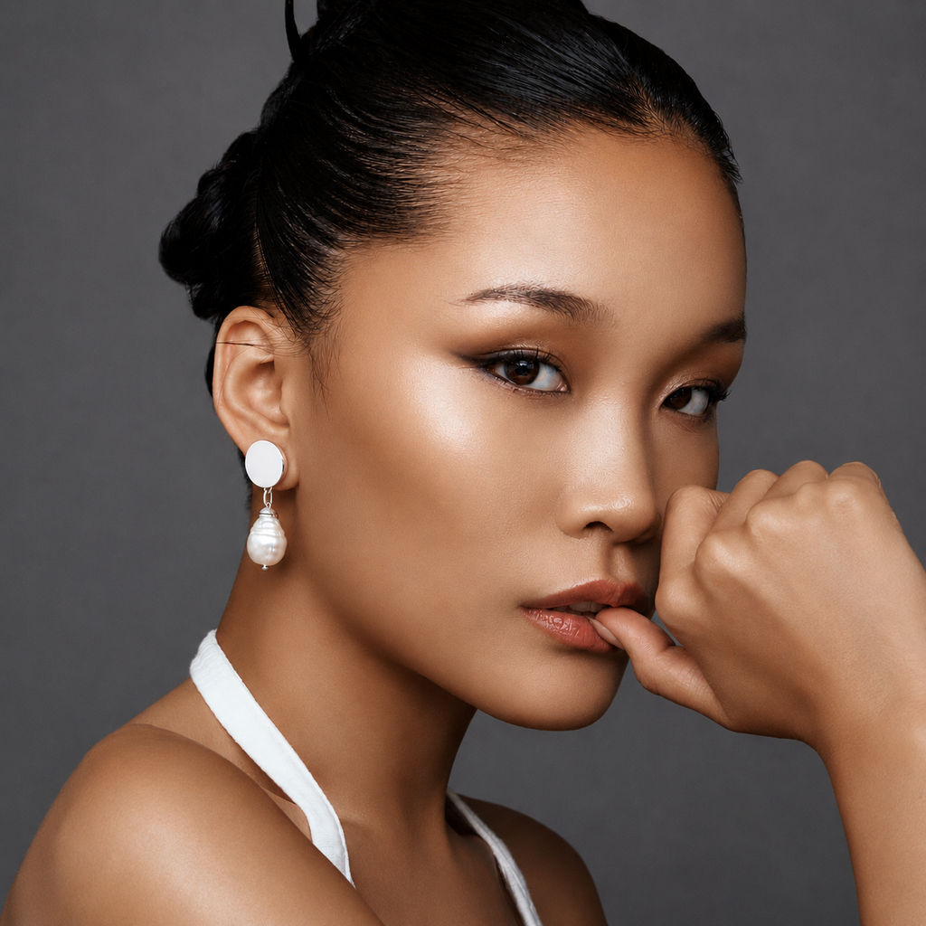 Coin Baroque Pearl Earring