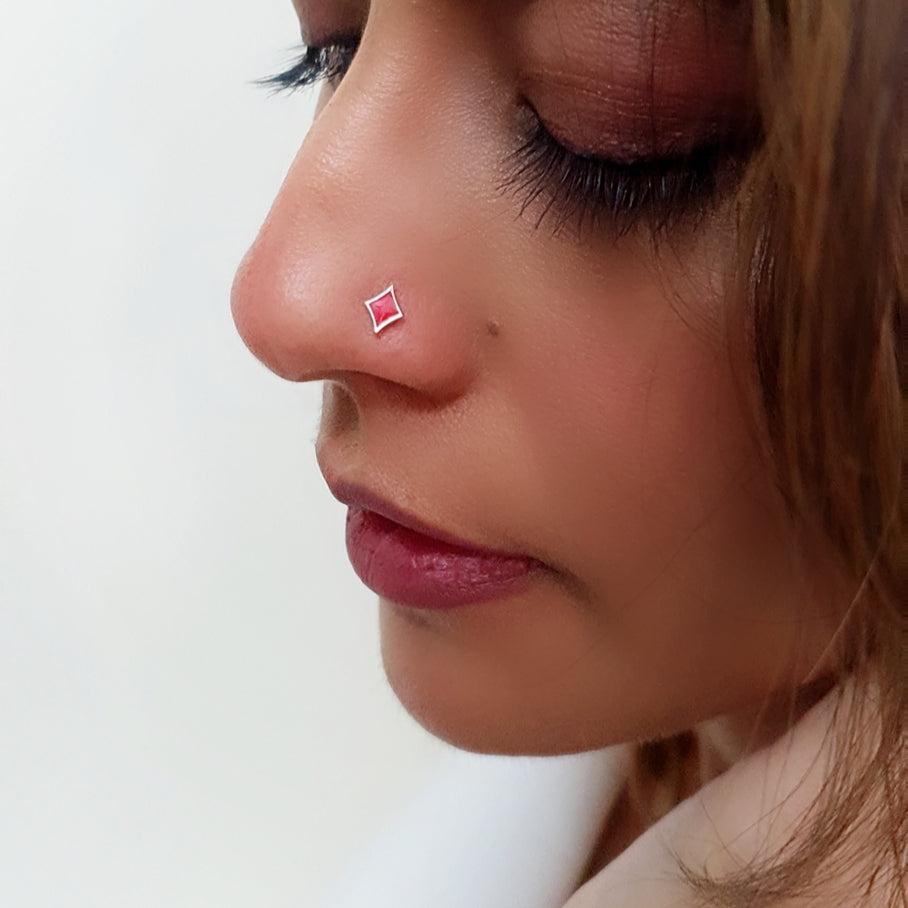 Diamond Playing Card Nose Pin