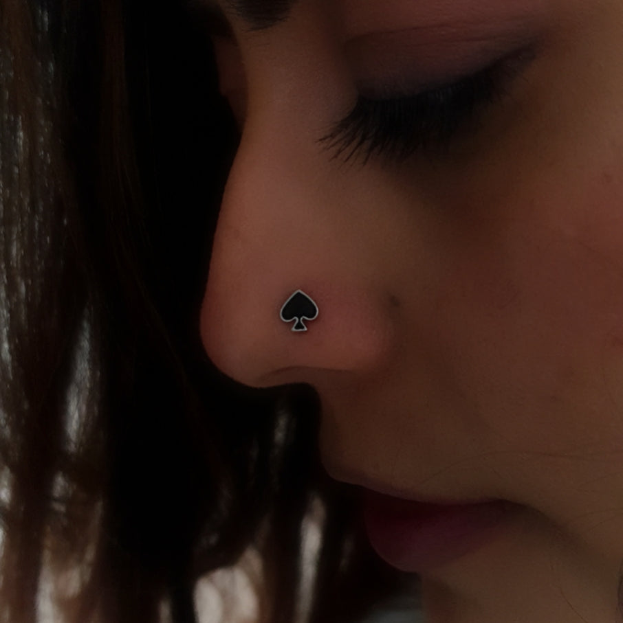Spade Playing Card Nose Pin
