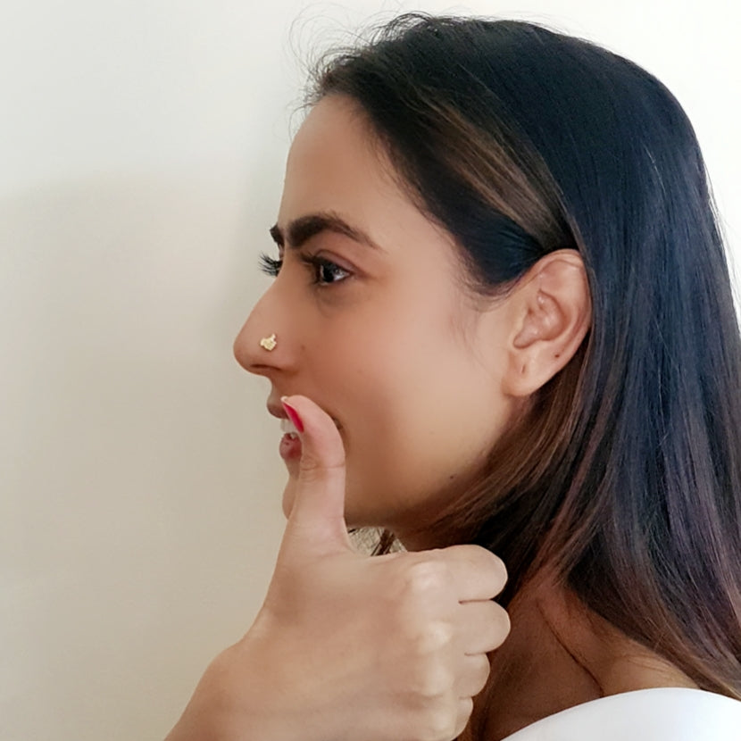 Thumbs Up 925 Silver Nose Pin - Good Luck Emoji Nosepin