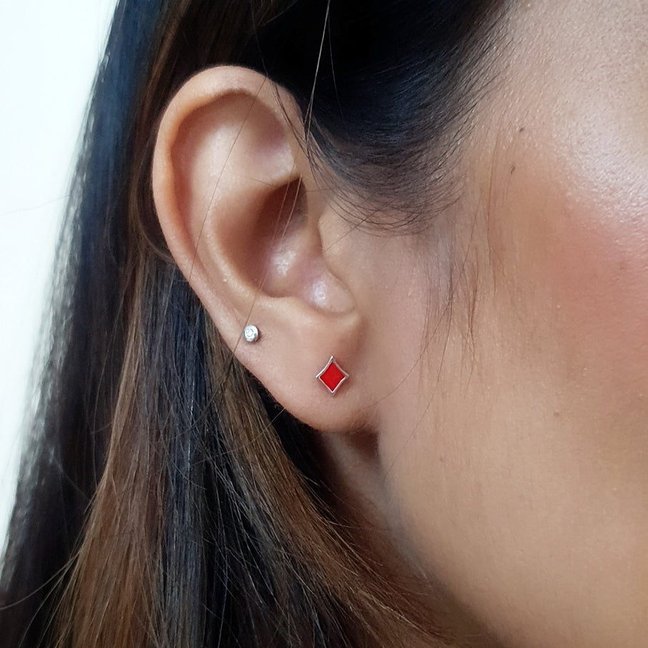 Diamond Playing Card Stud Earrings