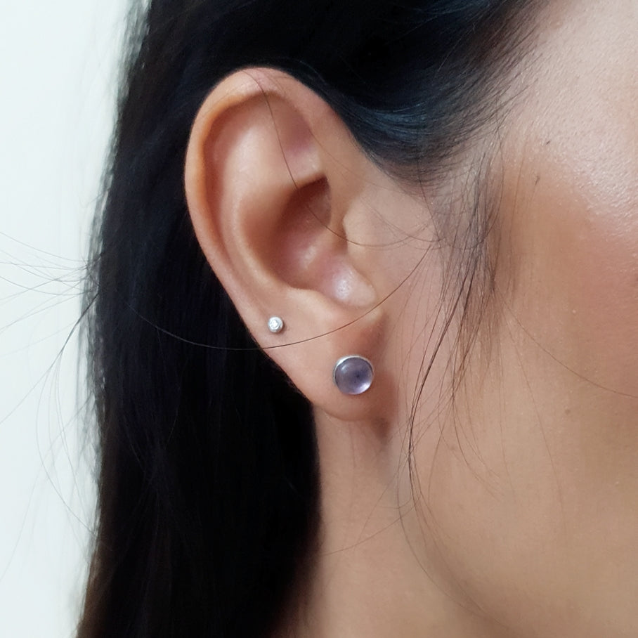 Textured Gemstone Stud Earrings