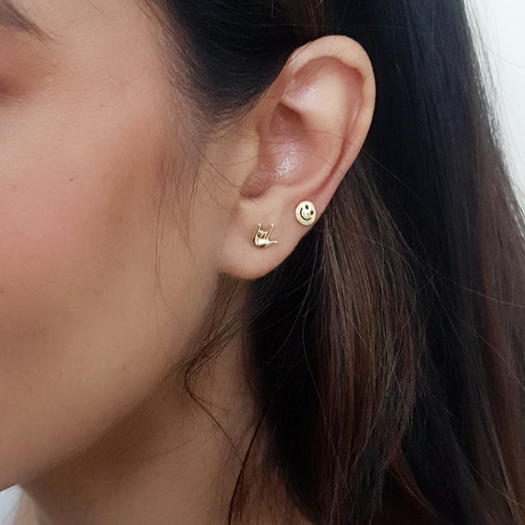 Je T'Aime Hand Gesture Stud Earrings