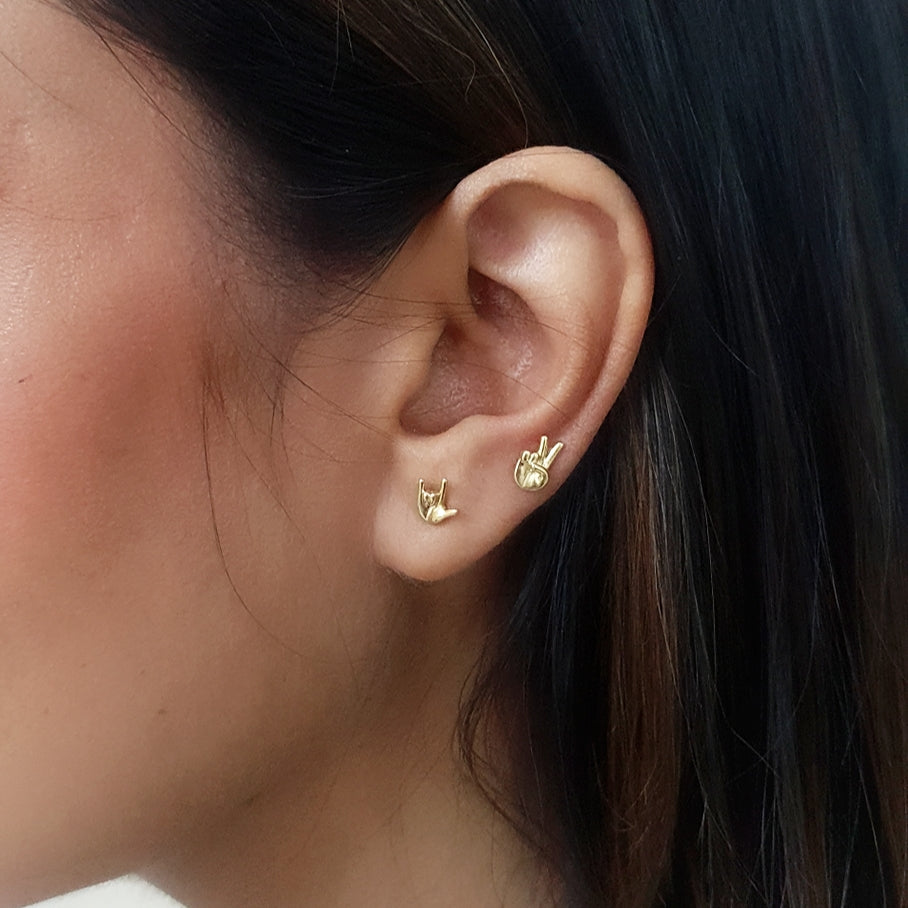 Je T'Aime Hand Gesture Stud Earrings