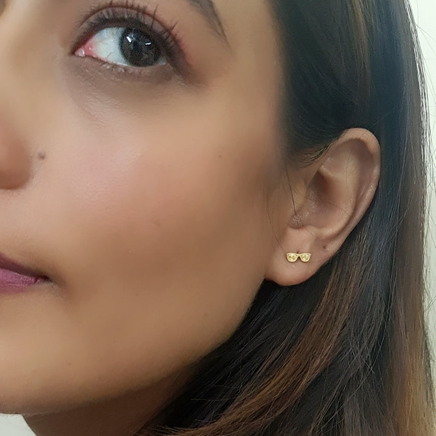 925 Silver Eyeglasses Stud Earrings