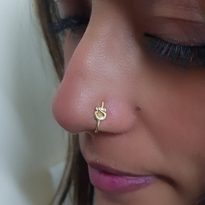 Middle Finger Hand Gesture Nose Pin