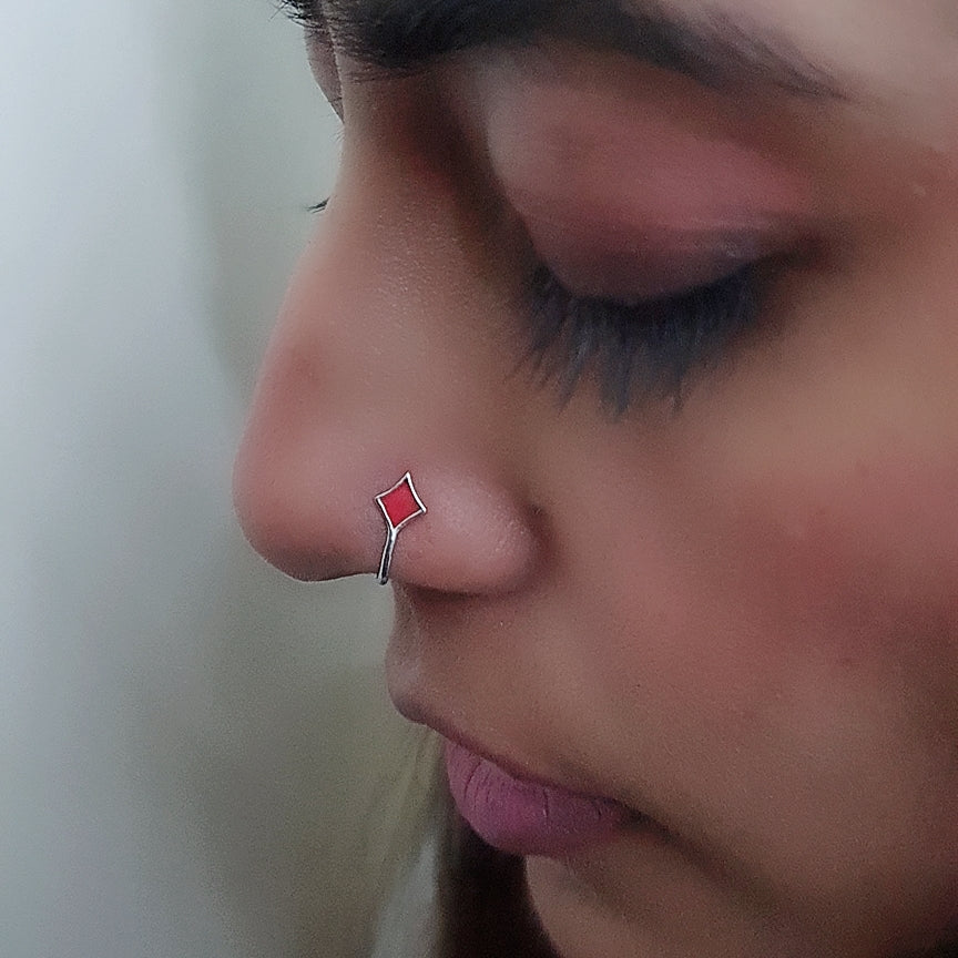 Diamond Playing Card Nose Pin